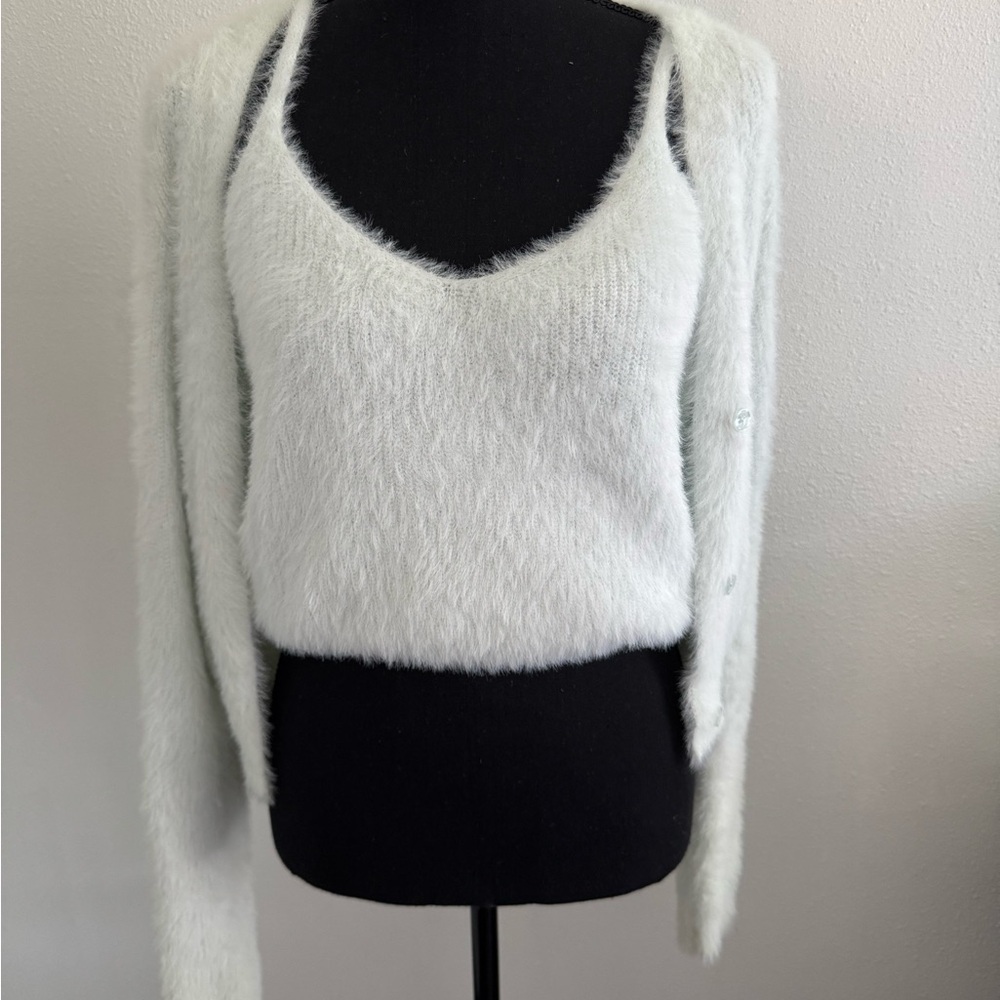 NWT Wild Fable Cropped Powder Blue Cardigan and Tank Top Set- Size Large